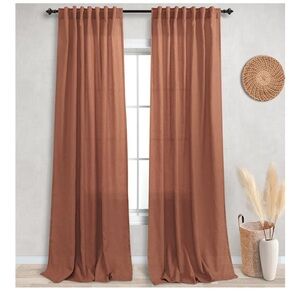 96” Terracotta Linen Blend Curtains - Set of 4 Panels